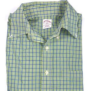 Brooks Brothers 346 Men’s Medium Plaid Short Sleeve Button Down Shirt Green Blue
